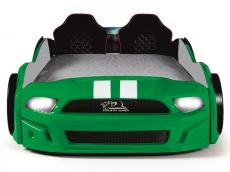 Дитяче ліжко машина Mustang Full Extra Green 190х90 см з підсвічуванням, музикою, шкіряний салон, пультом